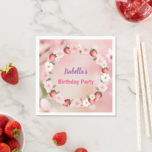 Serviette En Papier Fraise rouge rose fête d'anniversaire pour enfants