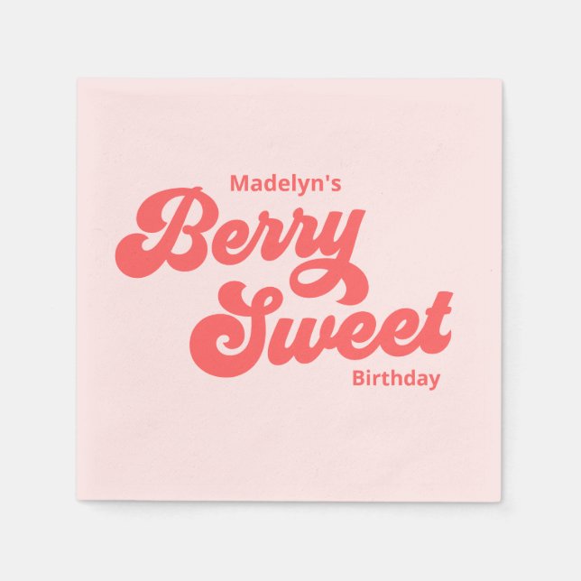 Serviette En Papier Fraise simple Berry Sweet Anniversaire Été (Devant)