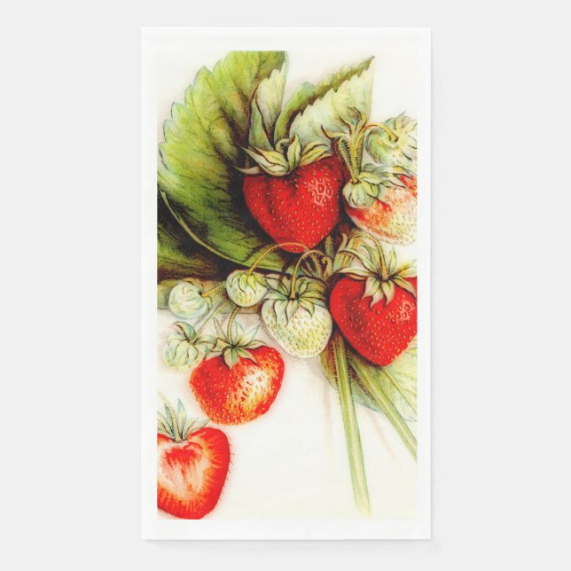 Serviette En Papier fraise vintage (Devant)