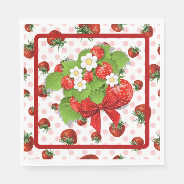 Serviette En Papier Fraises  (Devant)
