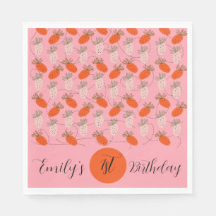 Serviette En Papier Fraises motif gribouillé rose blanc     