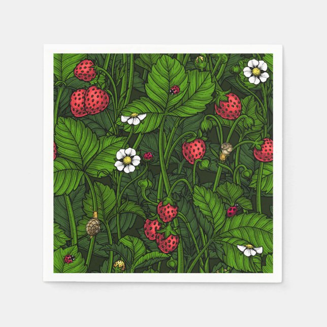 Serviette En Papier Fraises sauvages (Devant)