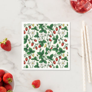 Serviette En Papier Fraises sauvages rouge/jaune/vert/blanc cassé