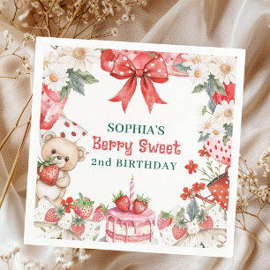 Serviette En Papier Fraisette vintage sucrée 2e anniversaire 