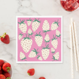 Serviette En Papier Fraisier Blanc Pineberry PERSONNALISÉ Enterrement 