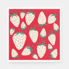 Serviette En Papier Fraisier Blanc Pineberry PERSONNALISÉ Enterrement 