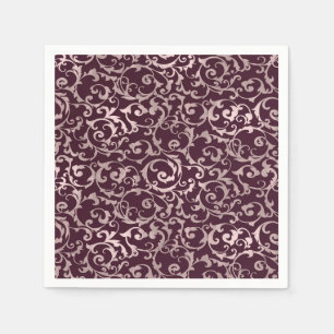 Serviette En Papier Framboise et Or Rose Élégant Mariage Princesse