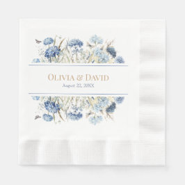 Serviette En Papier Français Bleu Boho Jardin Fleurs Mariage serviette