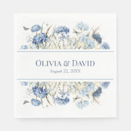 Serviette En Papier Français Bleu Boho Jardin Fleurs Mariage serviette