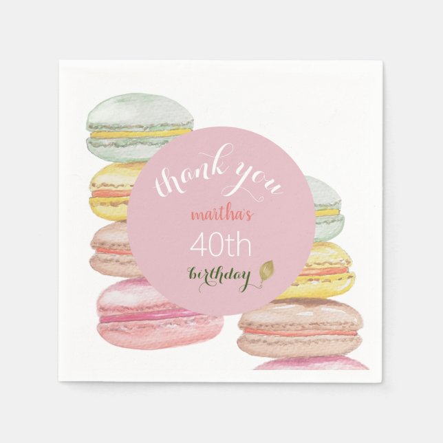 Serviette En Papier Français Macarons aquarelle peinte à la main (Devant)