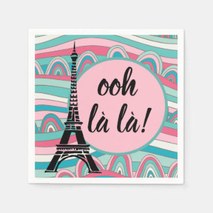 Serviette En Papier Français Ooh la la!/ Monogramme avec tour Eiffel