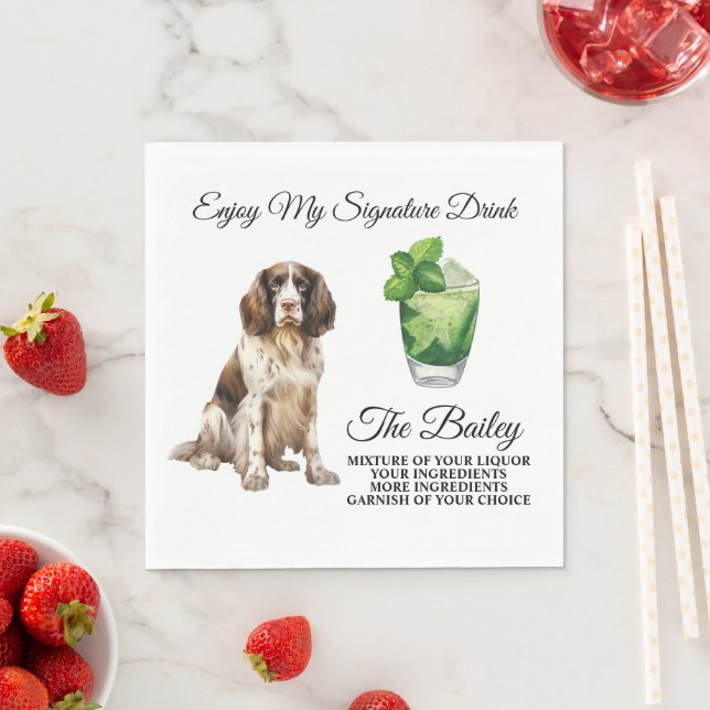 Serviette En Papier Français Springer Spaniel Mariage Signature Boisso (En situation)