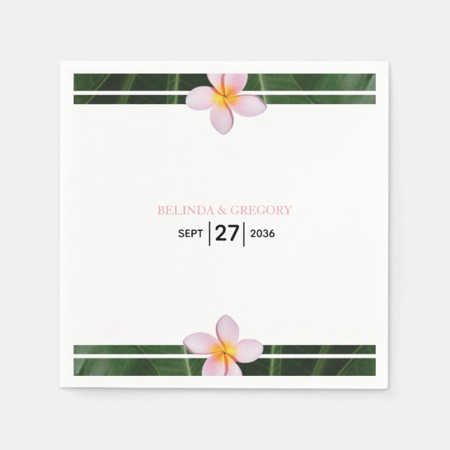 Serviette En Papier Frangipani rose Plumeria Mariage (Devant)