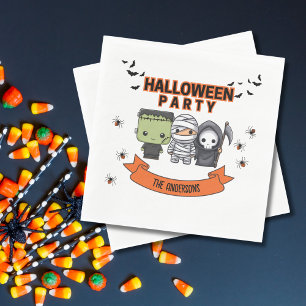 Serviette En Papier Frankenstein Mummy Grim Reaper Halloween Éffrayant