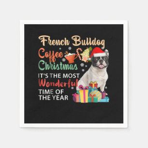Serviette En Papier French Bulldog Café Noël C'est merveilleux
