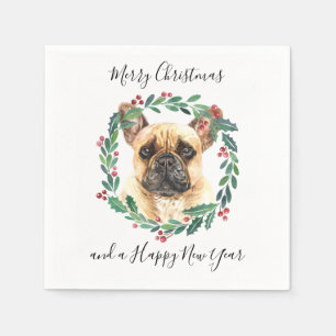 Serviette En Papier French Bulldog Elegant Chien Joyeux Noël