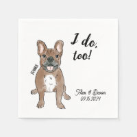 French Bulldog Mariage Cocktail Napkin
