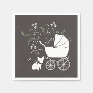 Serviette En Papier French Bulldog Theme Party - Baby shower neutre