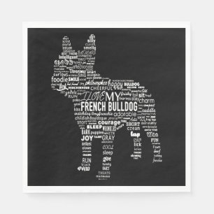 Serviette En Papier Frenchie Gift J'aime mon chien taureau français