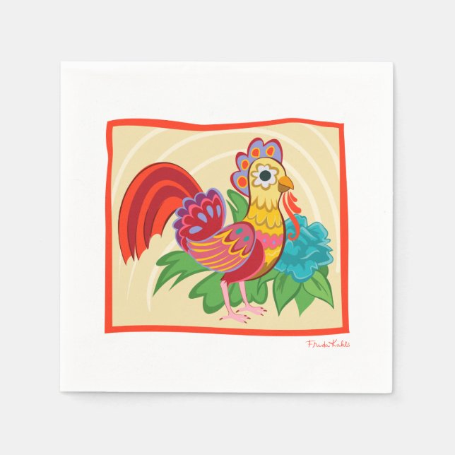 Serviette En Papier Frida Kahlo Chicken Graphic (Devant)