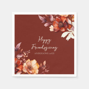 Serviette En Papier Friendsgiving Floral Moderne