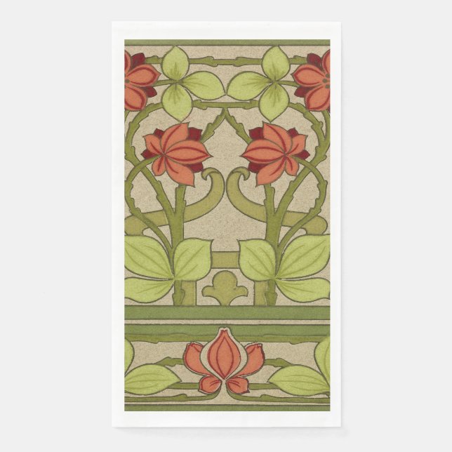 Serviette En Papier Frieze Bordure Art Nouveau Floral (Devant)