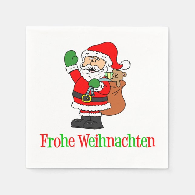 Serviette En Papier Frohe Weihnachten Allemagne Noël Père Noël (Devant)