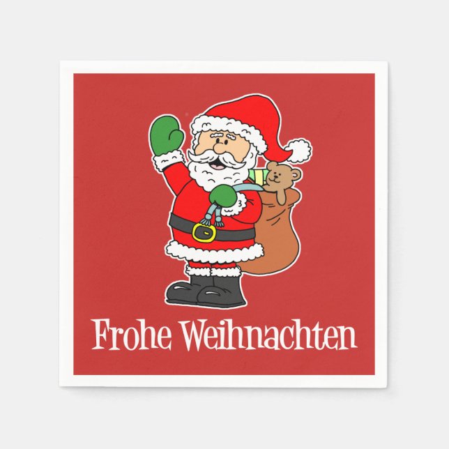 Serviette En Papier Frohe Weihnachten Allemagne Noël Père Noël (Devant)