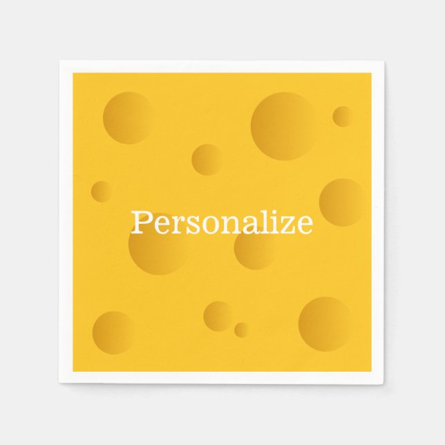 Serviette En Papier Fromage suisse jaune tranche avec trous sur mesure (Devant)