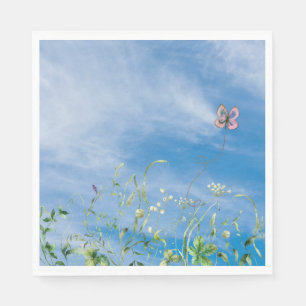 Serviette En Papier Frontière fleur sauvage Sur Ciel Été