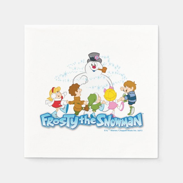 Serviette En Papier Frosty the Snowman™ | Frosty & Enfants Jouer (Devant)