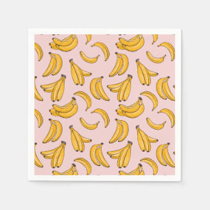 Serviette En Papier Fruit de banane été jaune rose