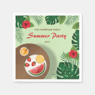 Serviette En Papier Fruit Plate Vert Jardin Pique-Nique Été