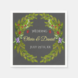 Serviette En Papier Fruits de forêt d'aquarelle mariage