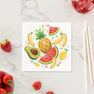 Serviette En Papier Fruits d'été frais Motif
