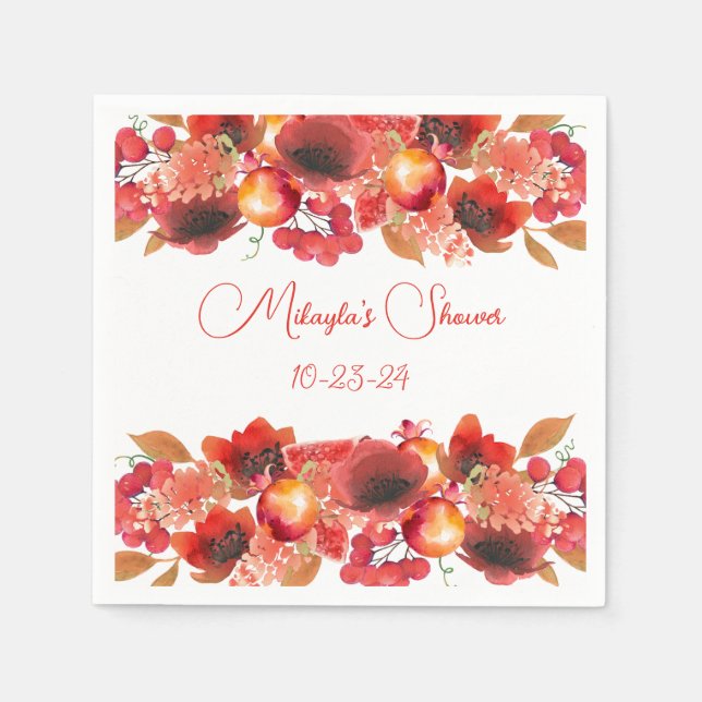 Serviette En Papier Fruits et fleurs Garlands Papier Napkin (Devant)