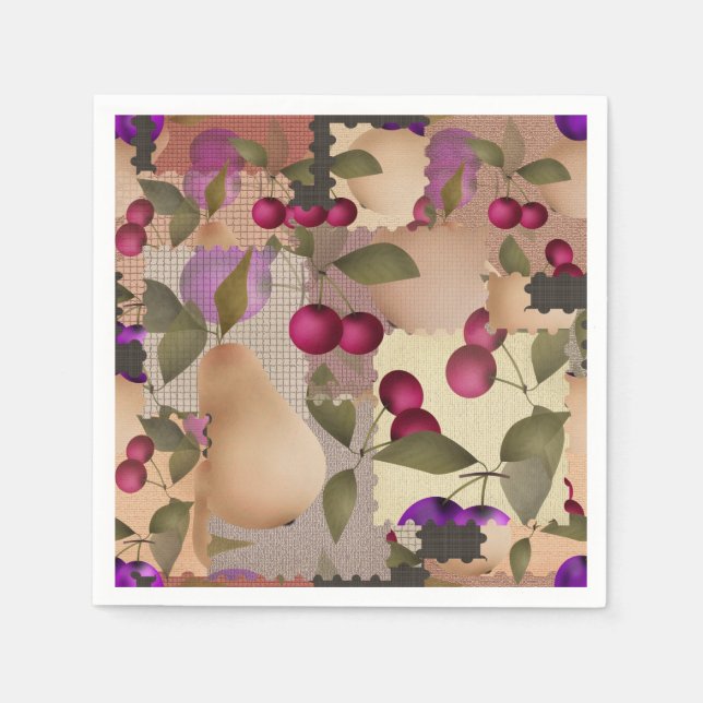 Serviette En Papier Fruits, patchwork (Devant)