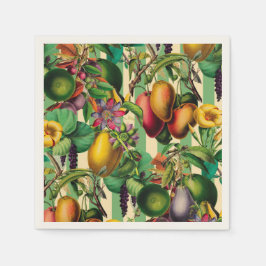 Serviette En Papier Fruits verts et fleurs Jardin Retro Style