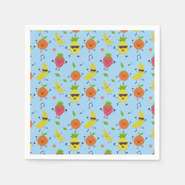 Serviette En Papier Fruitti Tutti Anniversaire Motif Fruits mignons (Devant)