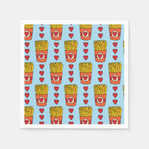 Serviette En Papier Fry Day Je suis amoureux Punny Cartoon French Fr
