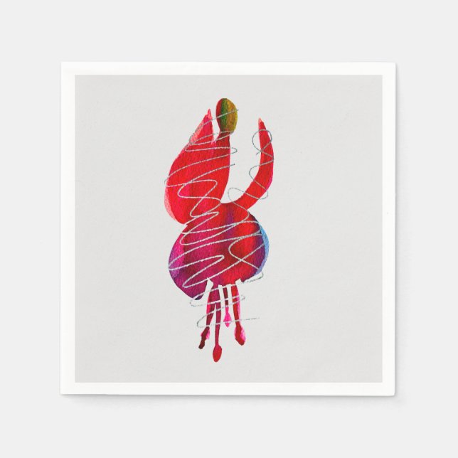 Serviette En Papier Fuchsia abstraite aquarelle florale (Devant)