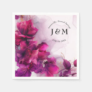 Serviette En Papier Fuchsia Enchantement : Aquarelle