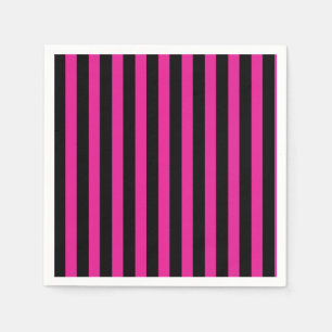 Serviette En Papier Fuchsia et bandes de bonbons noirs