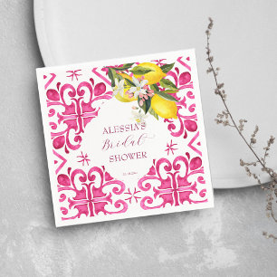 Serviette En Papier Fuchsia Majolica carreaux magenta enterrement de v