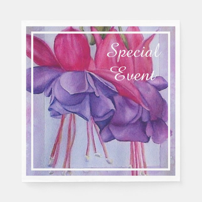 Serviette En Papier Fuchsias Rose Violet (Devant)