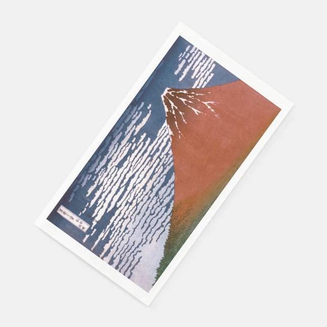 Serviette En Papier Fuji rouge, Aka Fujiyama Volcan Katsushika Hokusai (Coin)
