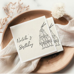 Serviette En Papier Fun Anniversaire de la tour Champagne à main rétro