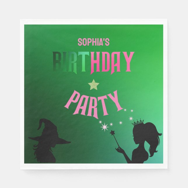 Serviette En Papier Fun Anniversaire Soirée Vert Rose Glinda (Devant)