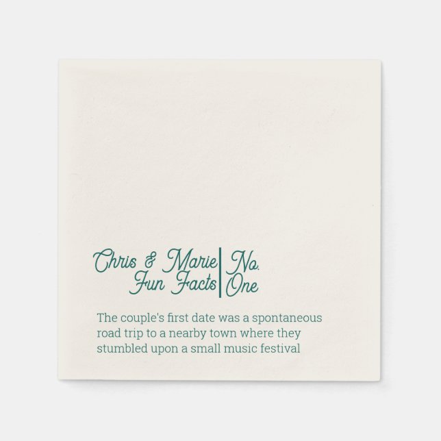 Serviette En Papier Fun Fact Napkin Green Mariage cockhour (Devant)