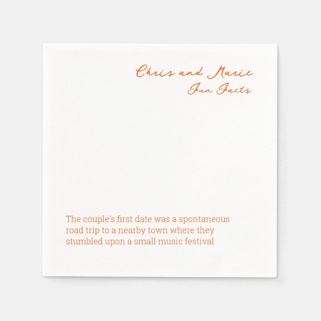 Serviette En Papier Fun Fact Napkin Mariage heure de cocktail (Devant)